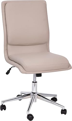 Miniatura 12 de Flash Furniture Madigan - Silla de oficina Task – Lujosa tapicería gris LeatherSoft – Acolchado medio respaldo y asiento – Base cromada ajustable en