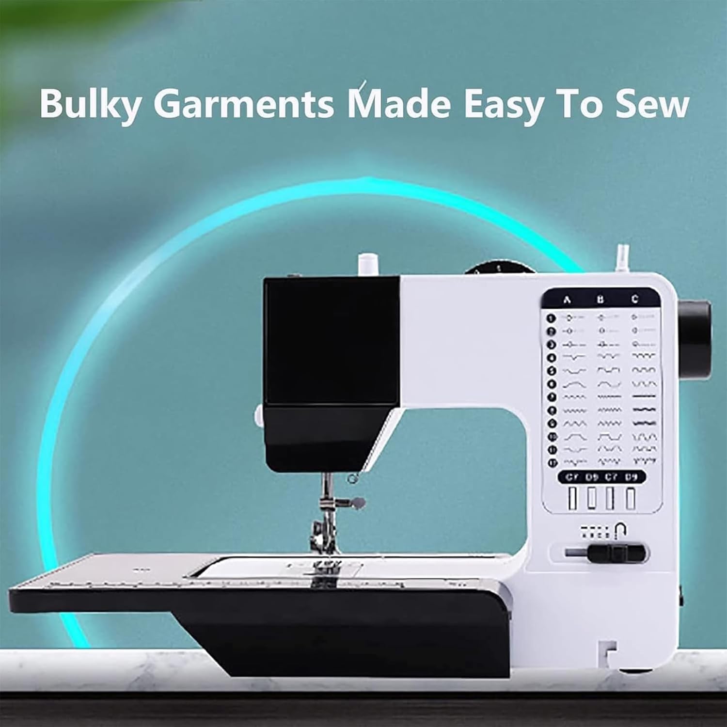 多機能工業用ミシン、家庭用電動ミシンキット（ライト付き）、38種類の内蔵ステッチ、拡張テーブル、初心者からプロまで使える自動布地刺繍