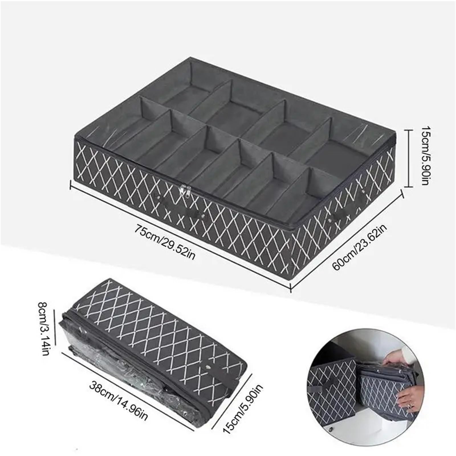 Organizzatore Di Scarpe Sotto Il Letto Organizer pieghevole sotto il letto, scatola portaoggetti in tessuto non tessuto di grande capacità, con maniglia con cerniera, for camera da letto Per Risparmia