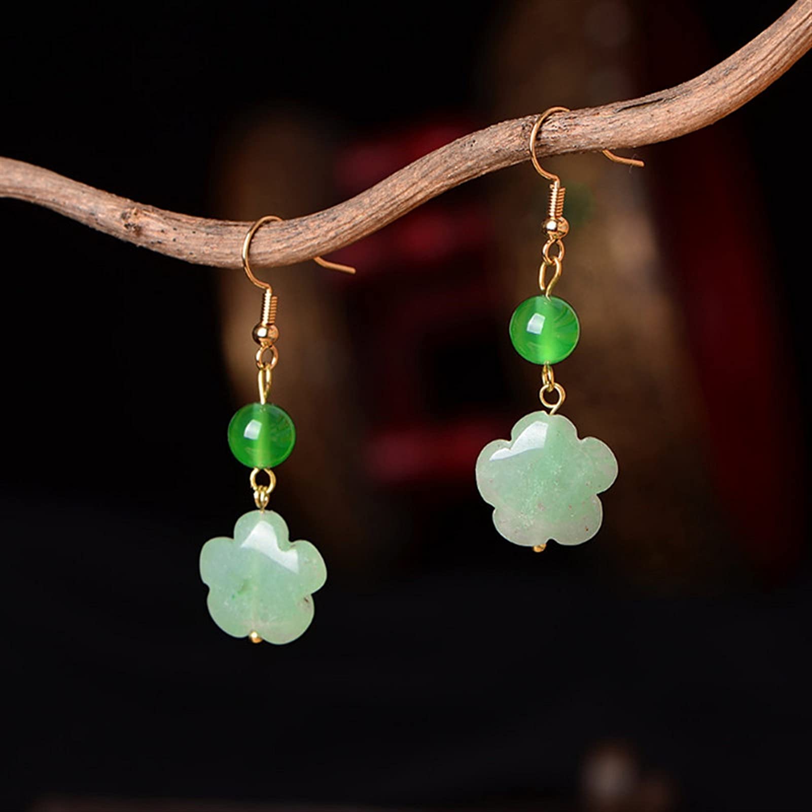WXKAGF Orecchini Pendenti 1 Paio Orecchini con Fiori di avventurina Orecchini Etnici da Donna Gioielli di Moda Accessori per Feste Orecchini Femminili Regali Regalo