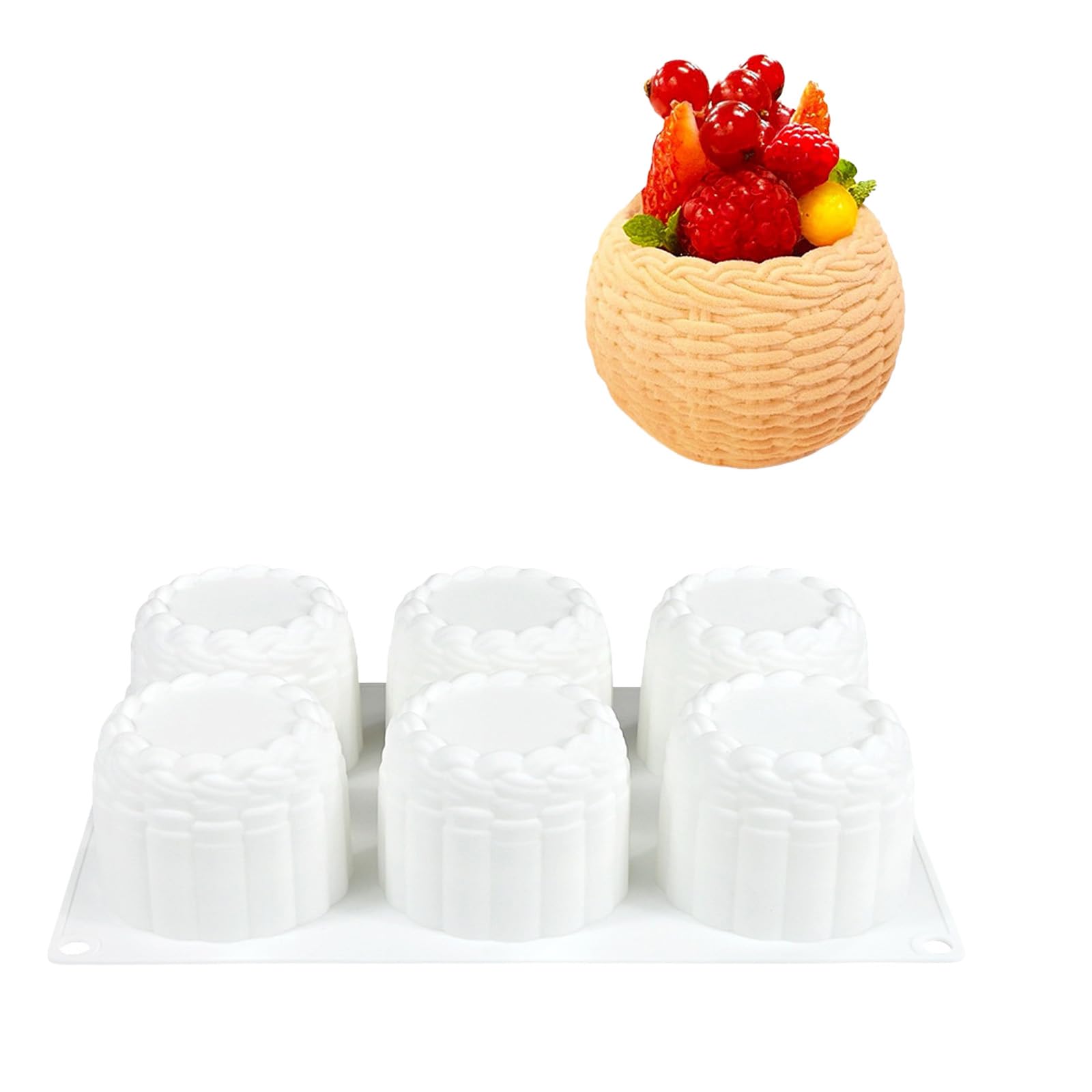 Xjdzineq Braided Basket Silicone Molds 6 Cavity for Mousses Cake Chocolate Making Baking Accessory Silicone Baking Molds for Chocolate