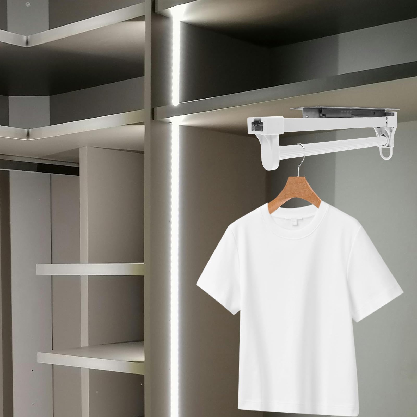 Barra de Armario Extraíble Blanco para Pantalones 14 Pulgadas
