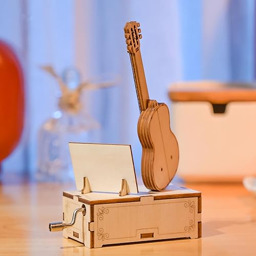 Miniatura 5 de YII WMOC Rompecabezas de madera 3D para adultos, kits de caja de música de madera, modelo de construcción de guitarra, decoración de escritorio,