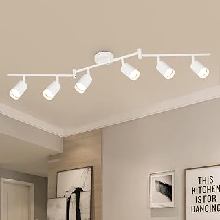 LED Deckenstrahler 6 Flammig Weiß - Strahler Deckenleuchte Schwenkbar 350° - Deckenlampe Spot GU10 - Deckenspot Modern Lampen Wohnzimmer - Küchenlampe Schlafzimmerlampe Ohne Leuchtmittel