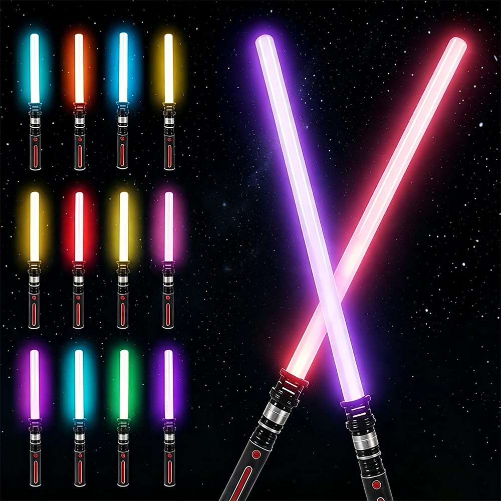 12 Colors Light up Saber, Telescopic Lightsaber with FX Sound Effect