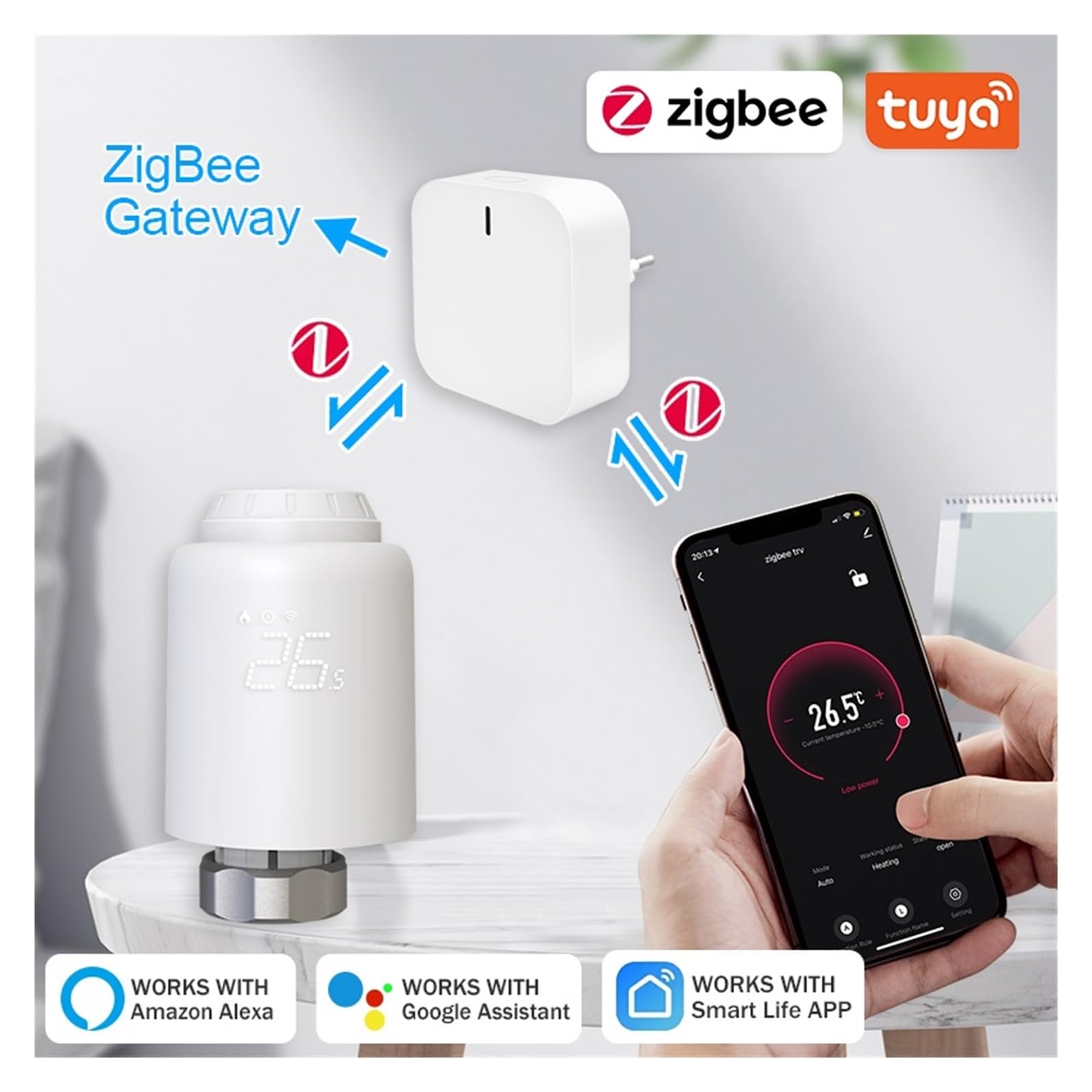 Zawór Grzejnikowy Tuya Zigbee 3.0, Głowica Termostatyczna, Termostat, Regulator Temperatury, Głos OszczęDza Energię I Koszty Ogrzewania(TRV601Z 4PCS)