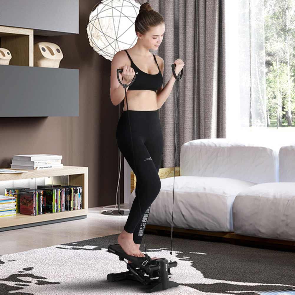 BAKAJI Stepper Allenamento Fitness Cardio Gambe Pancia Fianchi con Display LCD Calorie e Tempo Spalle Struttura in Acciaio Inox Pedali Antiscivolo Colore Nero Dimensione 42 x 27 x 31,5 cm