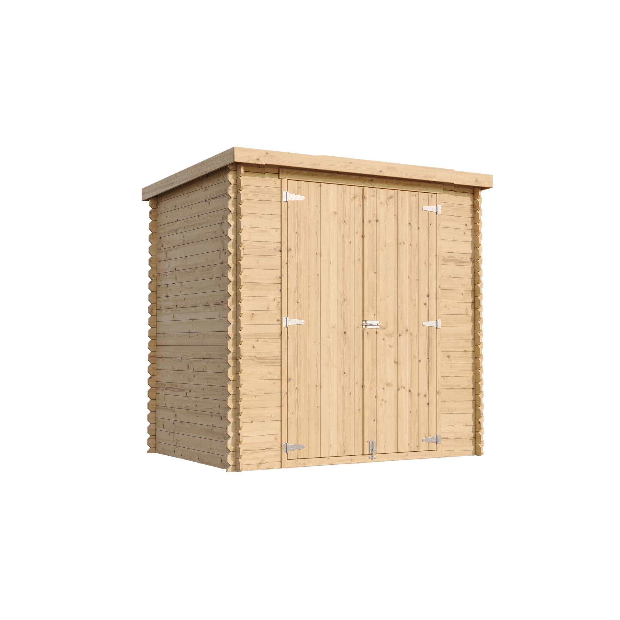 TIMBELA Drewniany domek ogrodowy 2,22 m², sosna/świerk, szopa na narzędzia o grubości ścianki 19 mm, drewniana szopa na narzędzia do narzędzi ogrodowych i rowerów, podwójne drzwi, bez dna - IMBELA