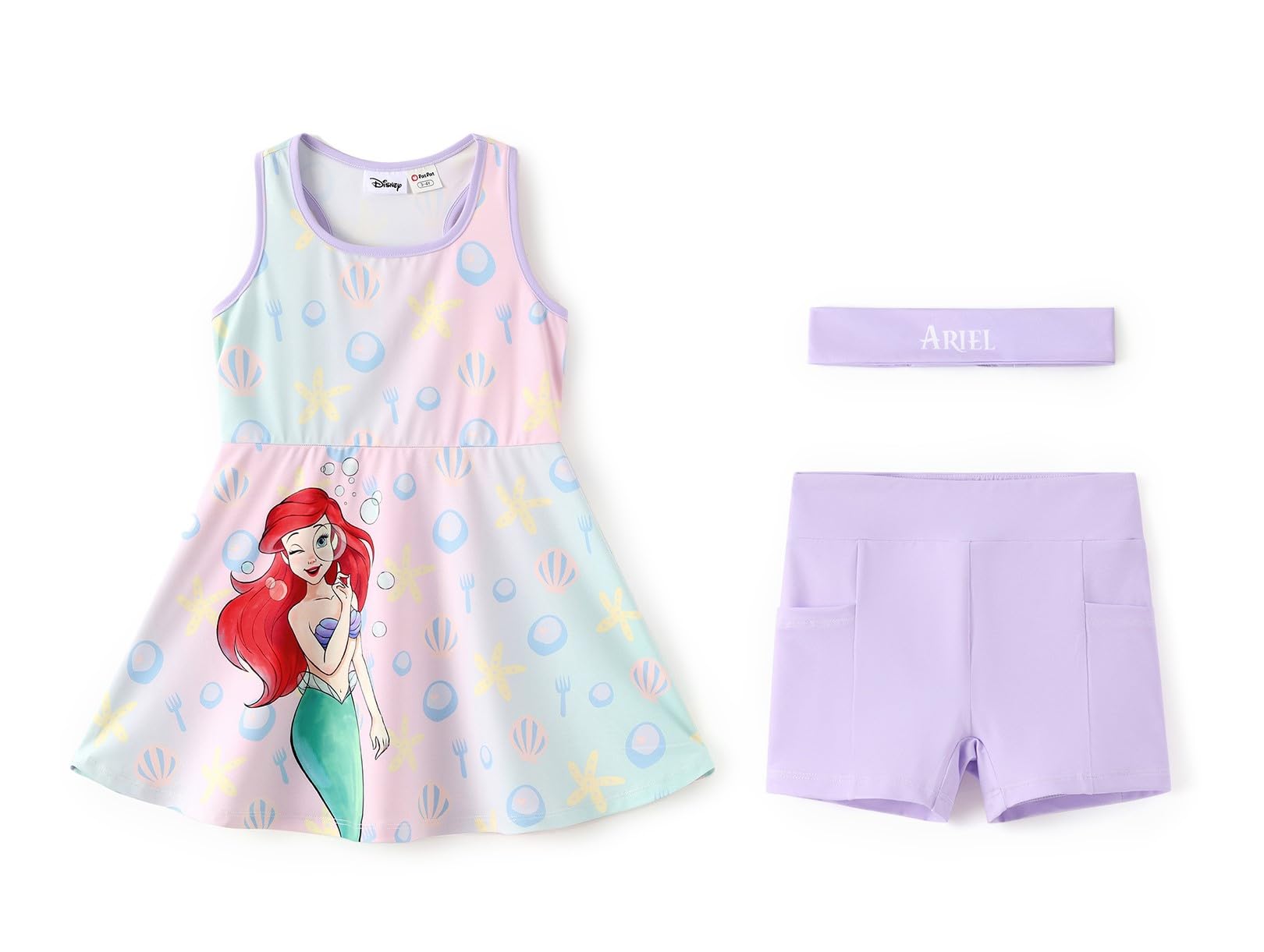 Disney Girls Athletic Dress, Tennis Golf Dress with Headband &amp; Shorts, 2-9Y