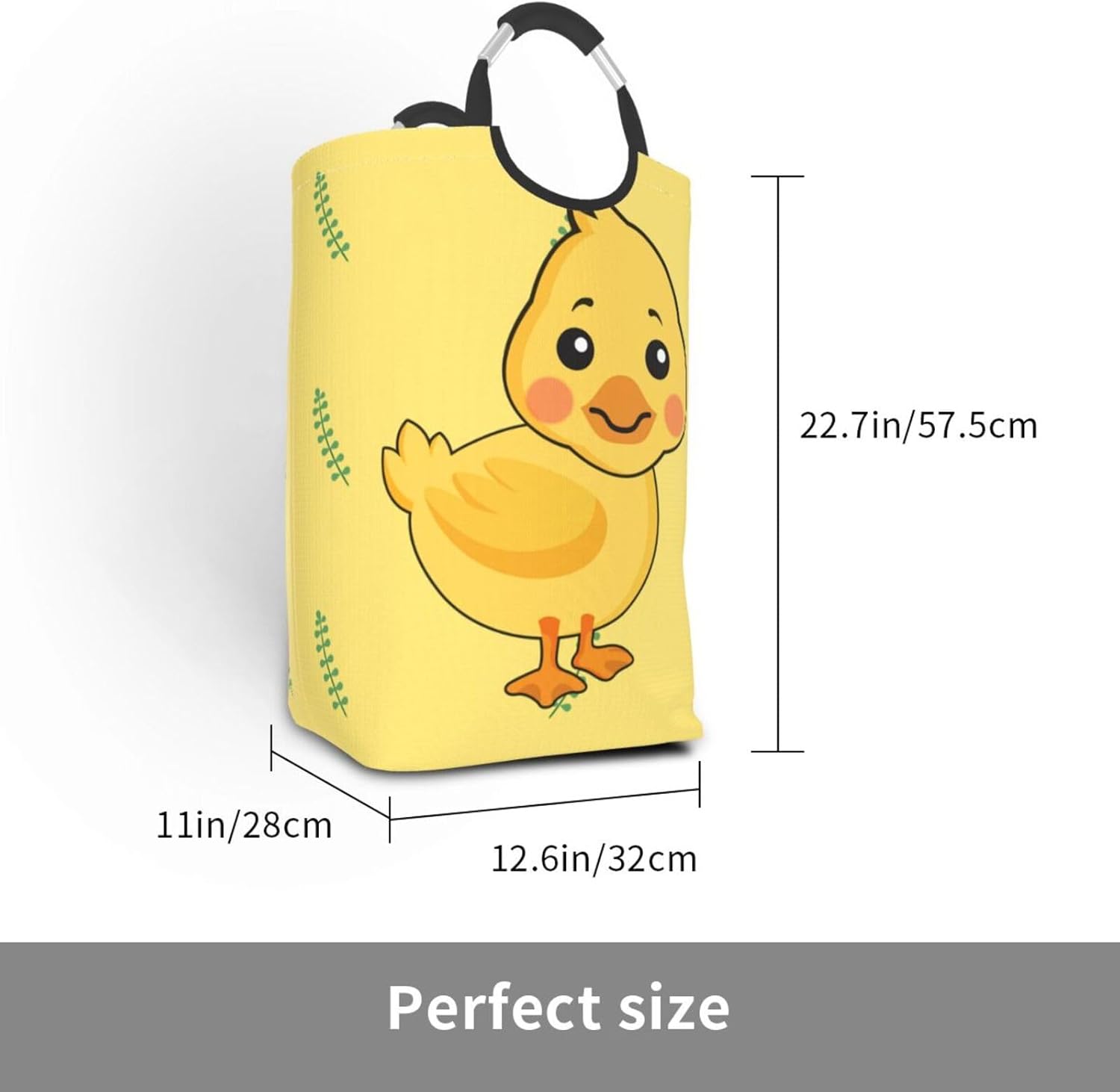 cartoon duck Foldable storage bag, 50L capacity, suitable for laundry room, dormitory bedroom, dirty clothes storage basket.