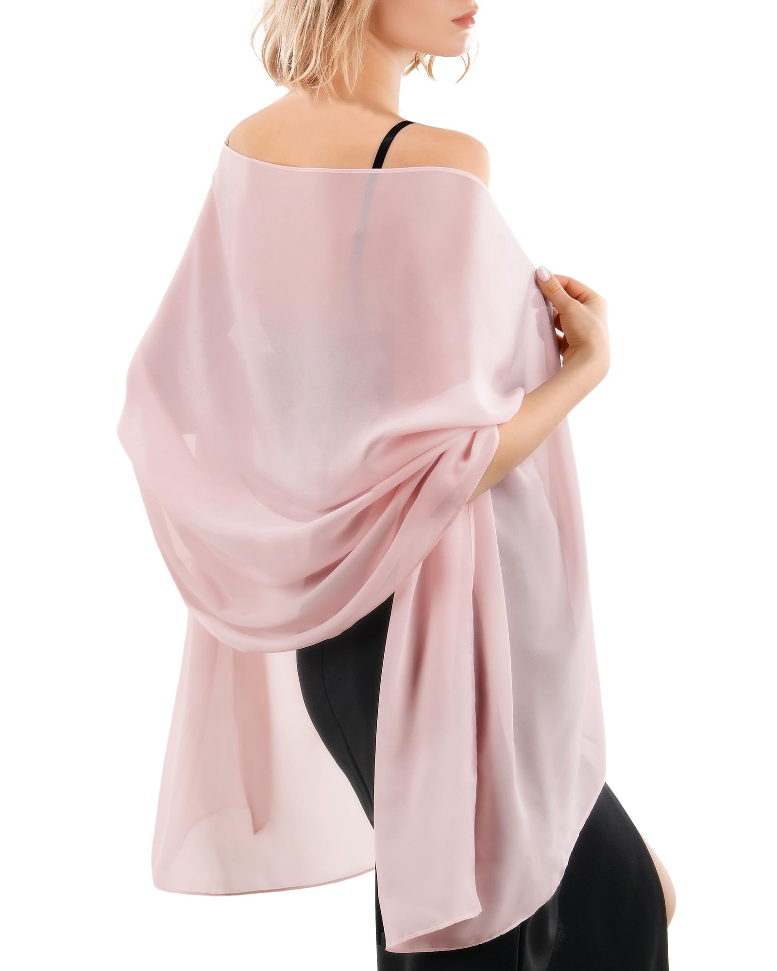 Shawl Wraps for Women, Pink Wedding Shawl Wrap, Elegant Flowing Shoulder Scarf for Women, Formal Bridal Cover Up, Lightweight Fashion Stole for Evening Dresses, Party, Wedding and Travel Use-image-15