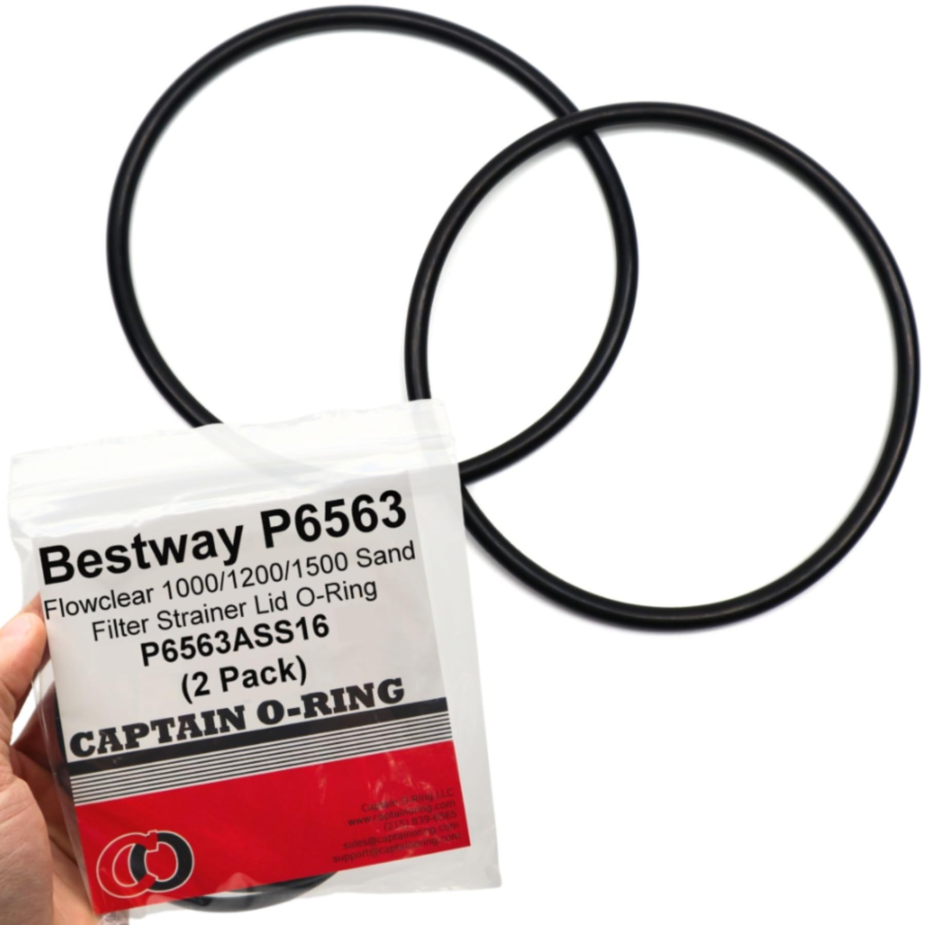 Captain O-Ring - Replacement P6563 O-Ring for Bestway Flowclear 1000/1200/1500 Sand Filter Strainer Lid (2 Pack, P6563ASS16)
