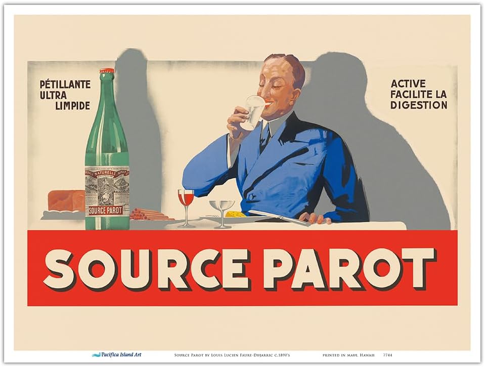 Source Parot - Carbonated Mineral Water - Vintage French Advertising Poster by Louis Lucien Faure-Dujarric c.1890’s - Master Art Print 9in x 12in