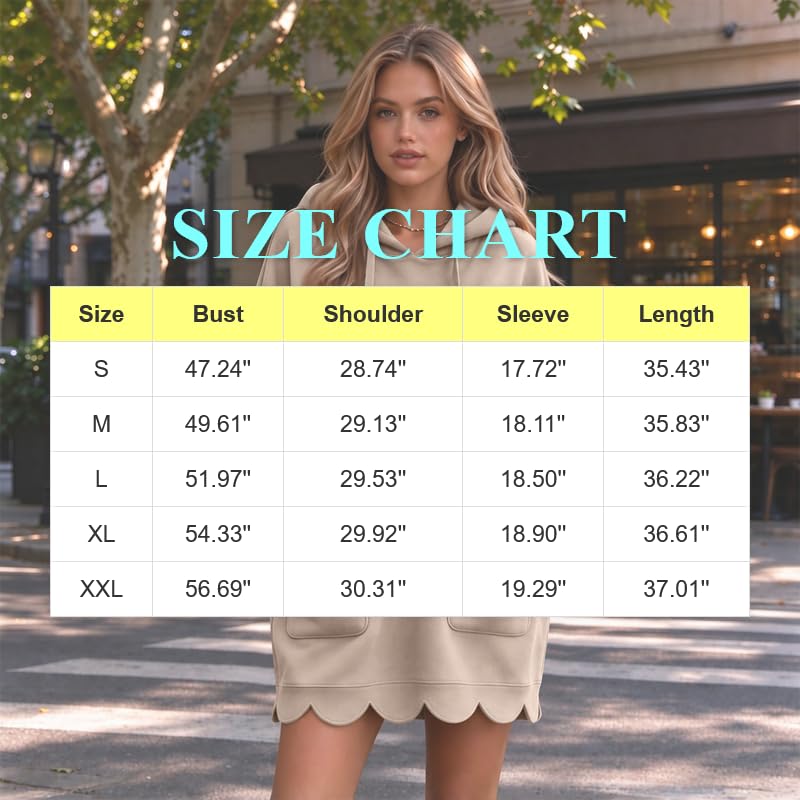 Hoodie Dress for Women 3/4 Sleeve Scalloped Oversized Hoodie with Pockets - image 4