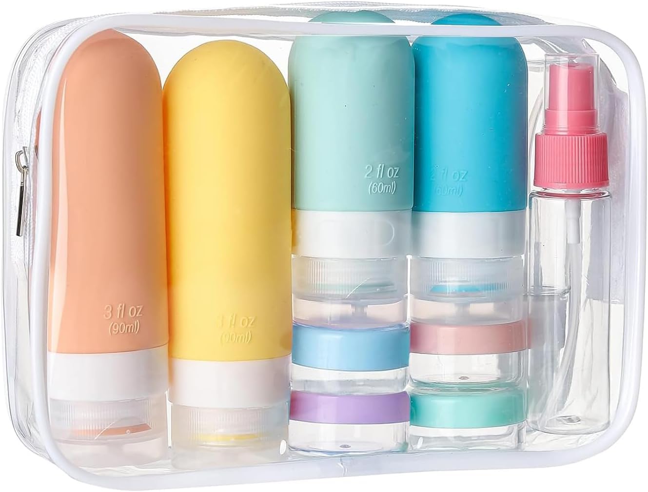 17 x Silicone Travel Bottles Reusable and Leakproof Travel Bottles Container for Cosmetics, Shampoo, BPA-Free Travel Set