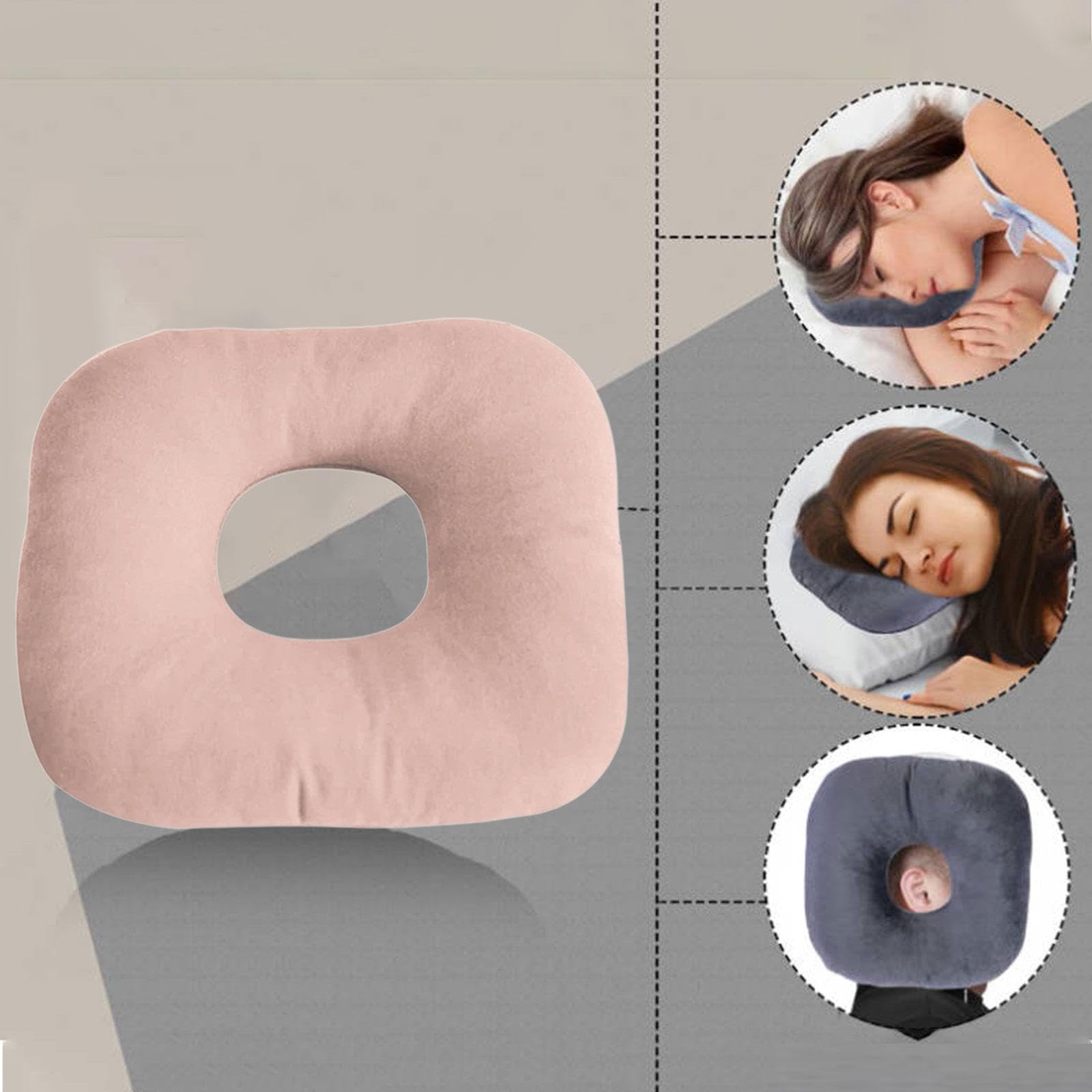 Ergonomiczna poduszka na kolczyki, oddychająca konstrukcja z otworem środkowym do spania, biura, podróży, wygodne wsparcie dla przekłuwania uszu, wielofunkcyjne zastosowanie