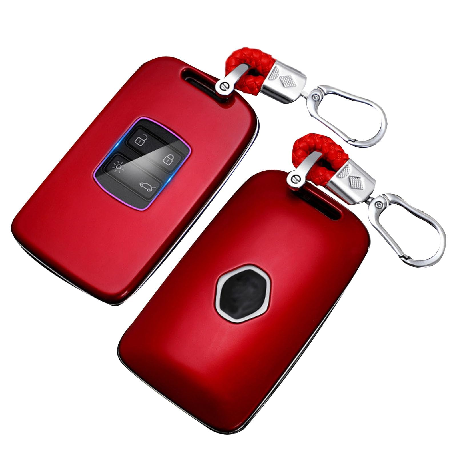 Yuiturt Coque Clé Voiture Renault 4 Boutons - Protection Rouge Pour Koleos, Kadjar, Megane, Captur - Avec Porte-Clés