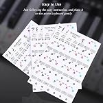 Piano Stickers for Keys, ForSewian Colorful Piano Keyboard Stickers for 88/61/54/49 Keyboard, Removable and Transparent Full Set Stickers for Kids and Beginners Learning Piano