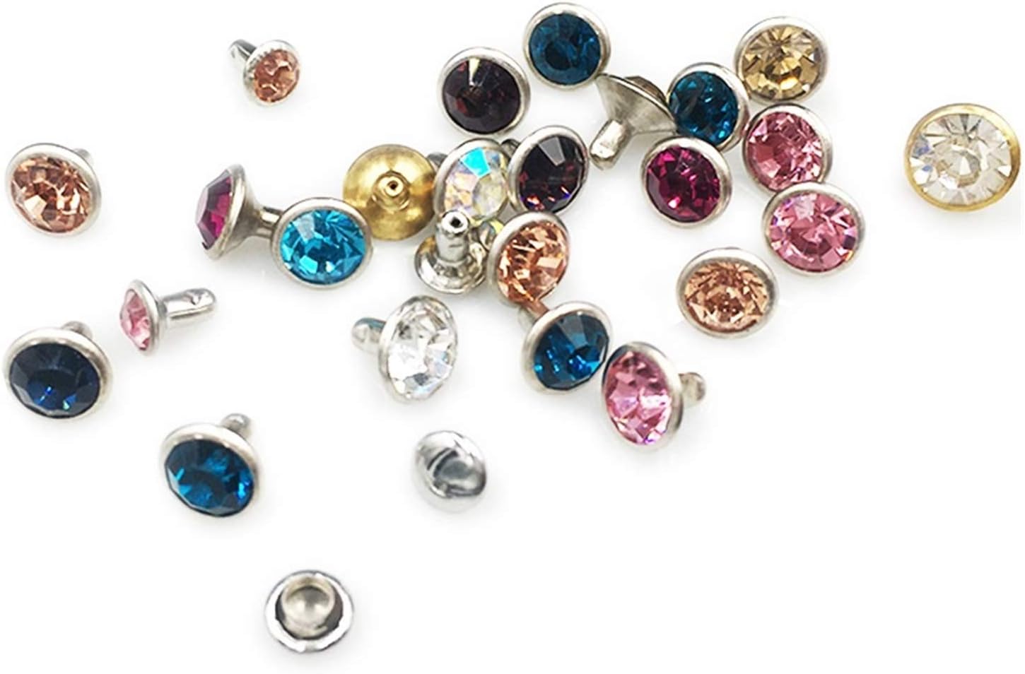 100Sets 6/8mm Crystals Rhinestone Rivets Diamond Studs for Leathercraft DIY Rivets for Leather (Color : Aquamarine, Size : 6 MM)
