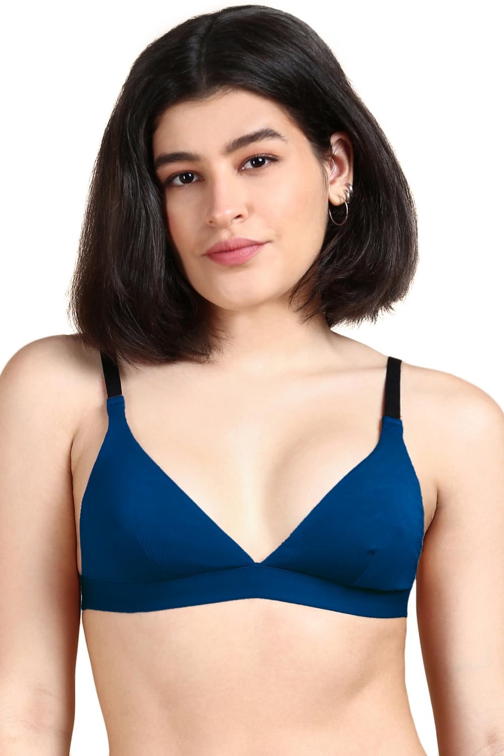PureSoft True Fit Triangle Non Padded Bra for Women | Deep Neck Plunge Bra for Women | Triangle Low Coverage Bra-image-5