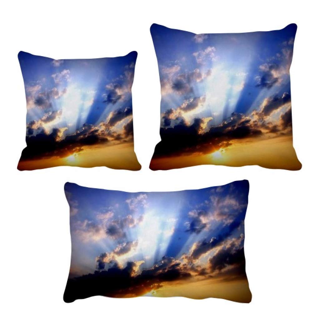 Housse de coussin nuages design ciel bleu orange pour salon et canapé