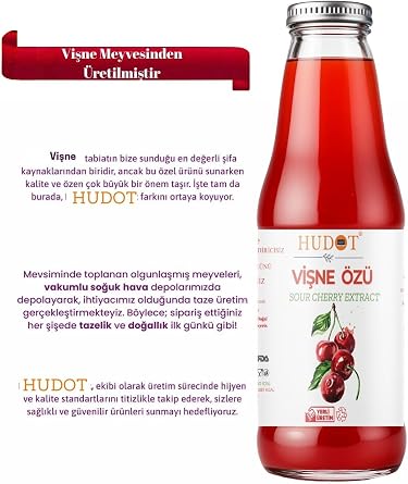 HUDOT Premium Vişne Özü 1350 Gr – Katkısız & Koruyucusuz, Doğal Meyve Ekstresi, Şeker İlavesiz, Yoğun Aromalı