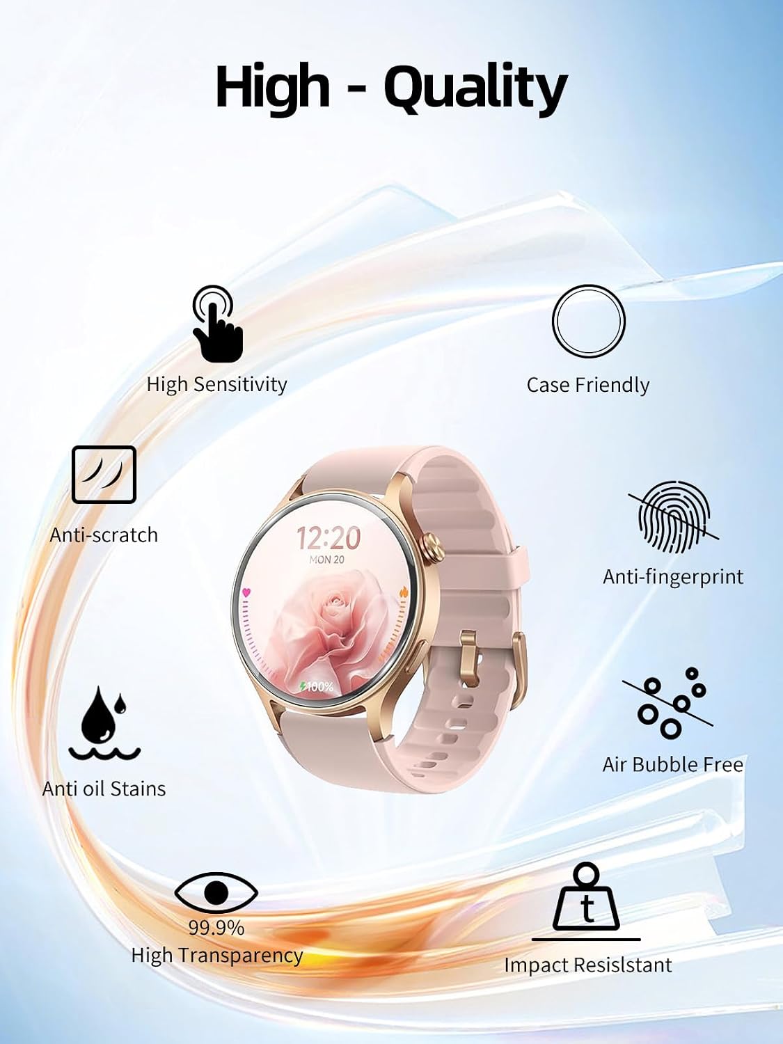 [1 Set] for aeac AR-01 SmartWatch Charger and Screen Protector, Magnetic Replacement USB Charging Cable and Clear TPU Soft Film Screen Protector Compatible with AR-01 Smart Watch Accessories. image 4