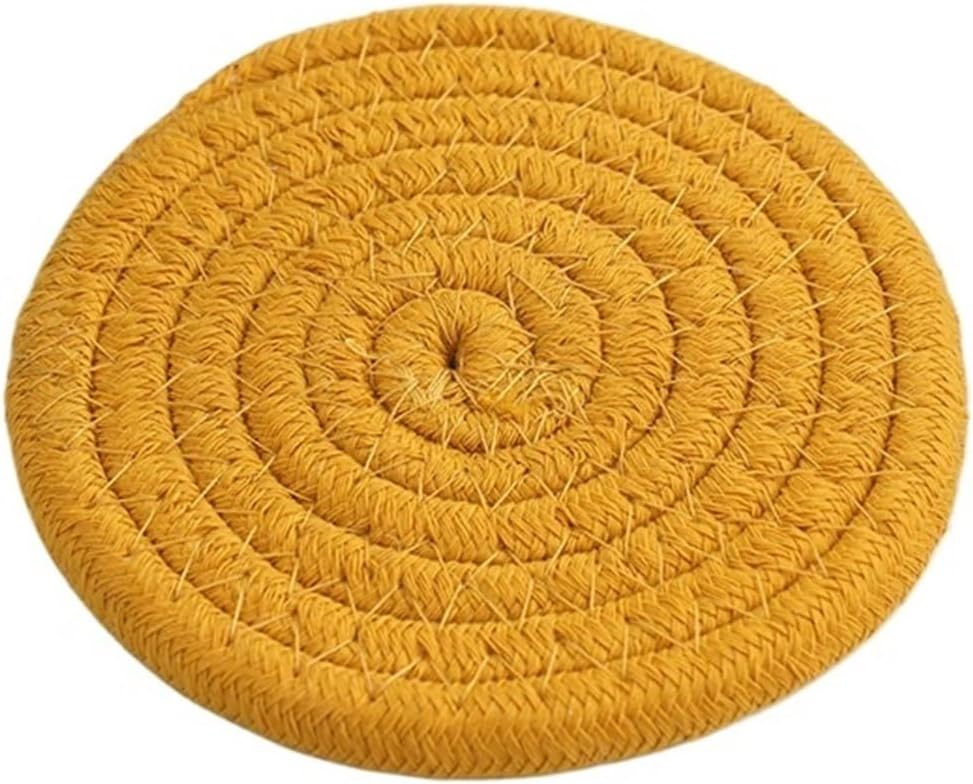 Woven Placemat Thickening is Not Easy to Hot Restaurant Homestay Home Cup Bowl Mat Cushion Insulation Rope(White-Patch Five-Pointed star4)