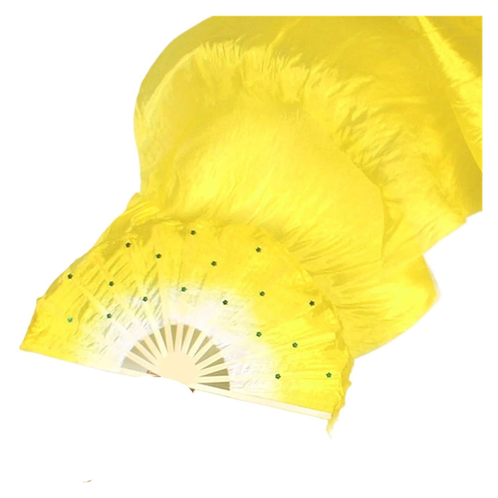 Éventails de Danse du Ventre en Soie Bambou Multicolore Jaune 1.5M - 8