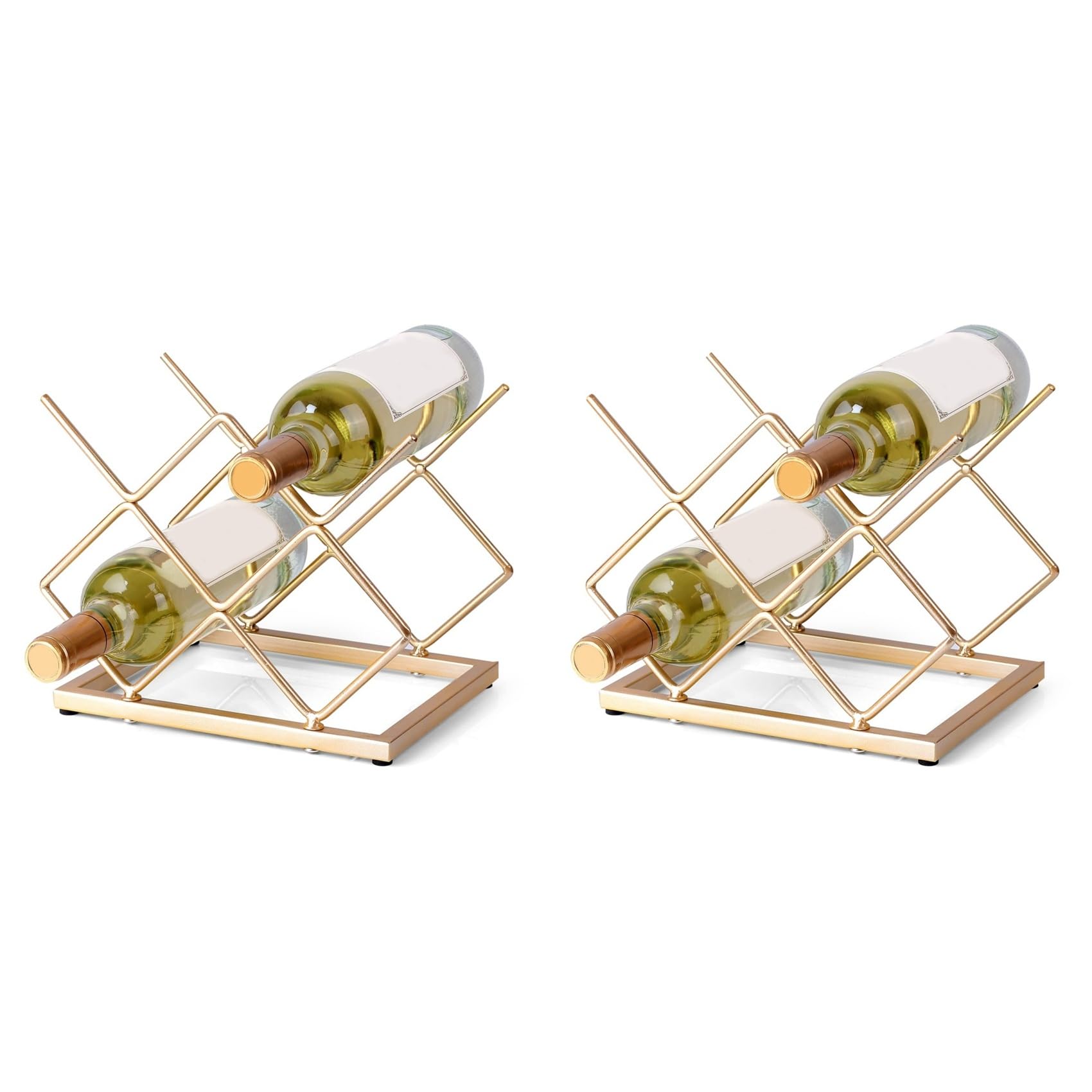 Hndhbfgrt 2X Countertop Wine Rack Freestanding Small Wine Rack Desktop Wine Rack Bracket for Cabinets, Pantry, Wine Bottle Storage
