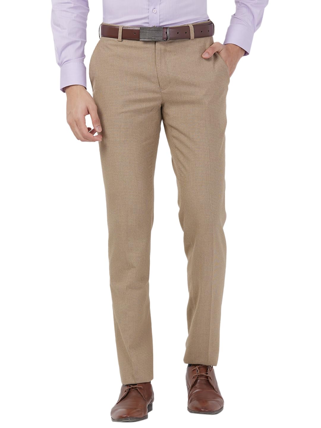 raymond Men Slim Fit Structure Pattern Polyester Blend Flat Front Formal Trouser-picture-51