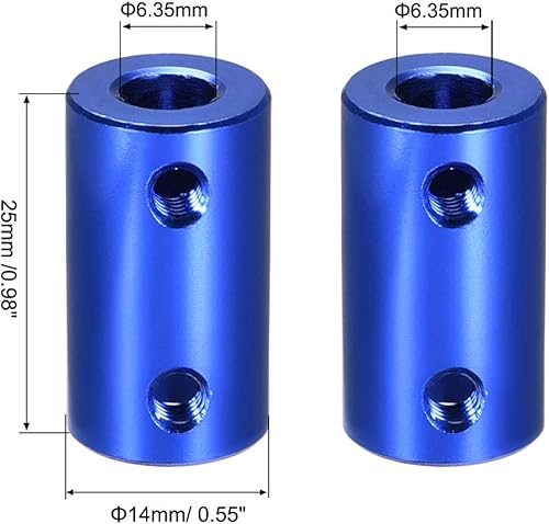 Miniatura 47 de uxcell Juego de acoplamiento rígido de 0.236 in a 0.276 in Tornillo L25XD14 aleación de aluminio, conector de acoplador de eje, accesorios de motor