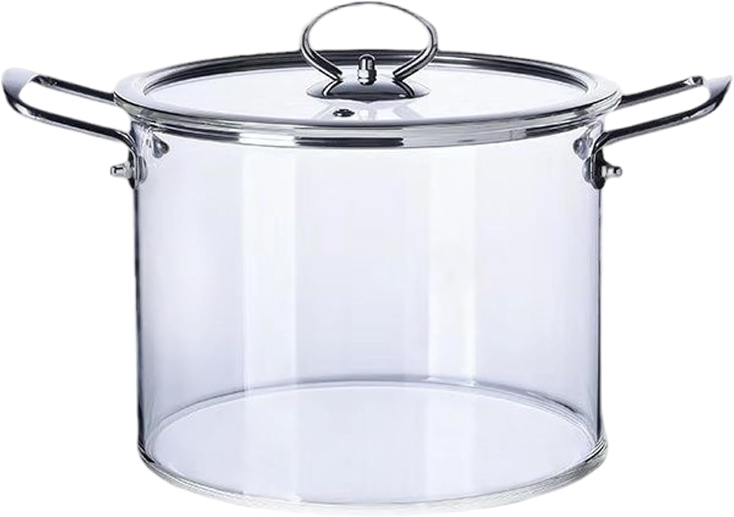 Glass Saucepan with Lid 4L Transparent Simmer Pot with Dual Stainless Steel Handle, Heat-Resistant Glass Pots for Cooking Pasta, Noodle, Soup, Milk
