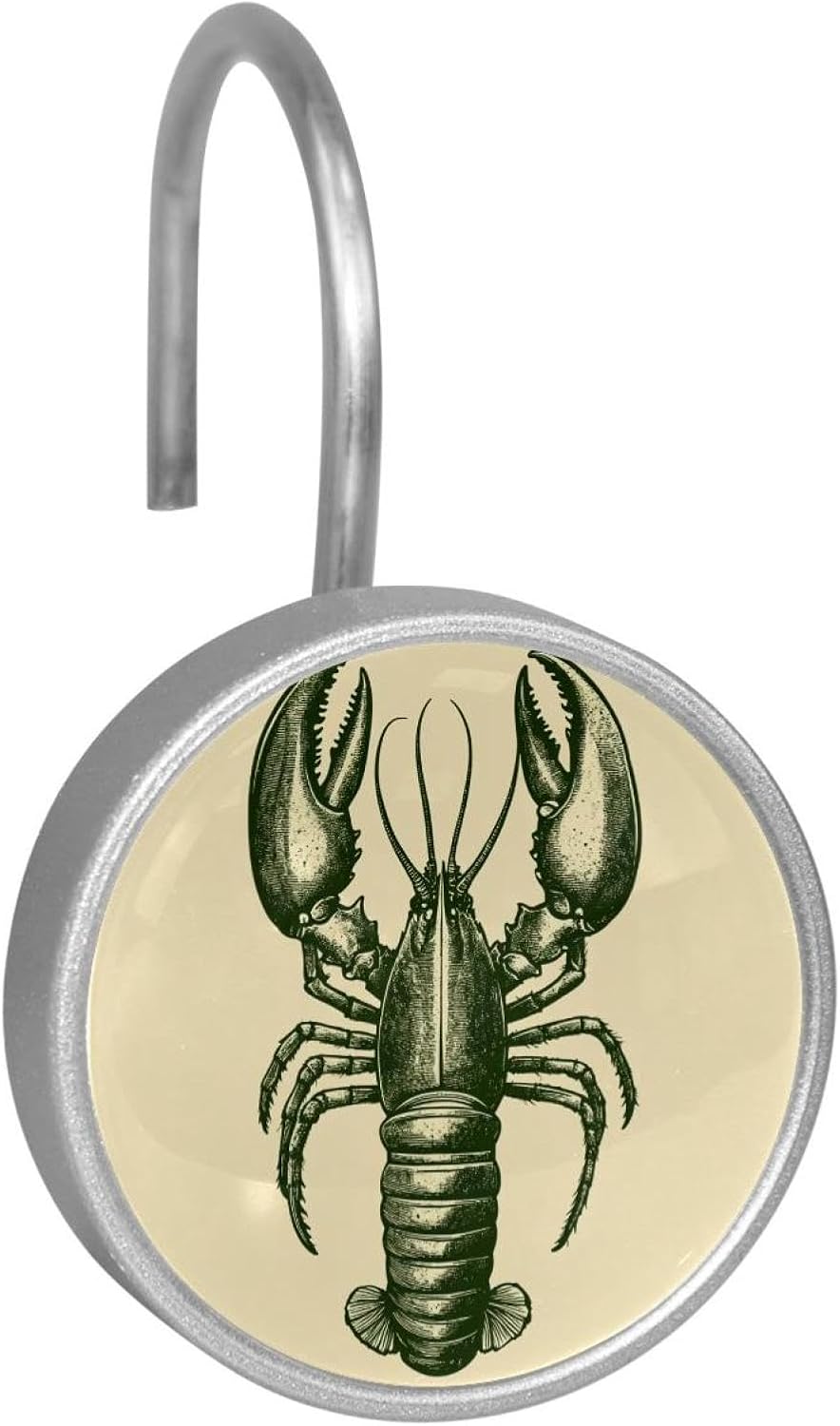 12PCS Green Lobster (1) Shower Curtain Hooks Rings for Bathroom, Decorative Shower Curtain Hooks Rods Curtains and Liner