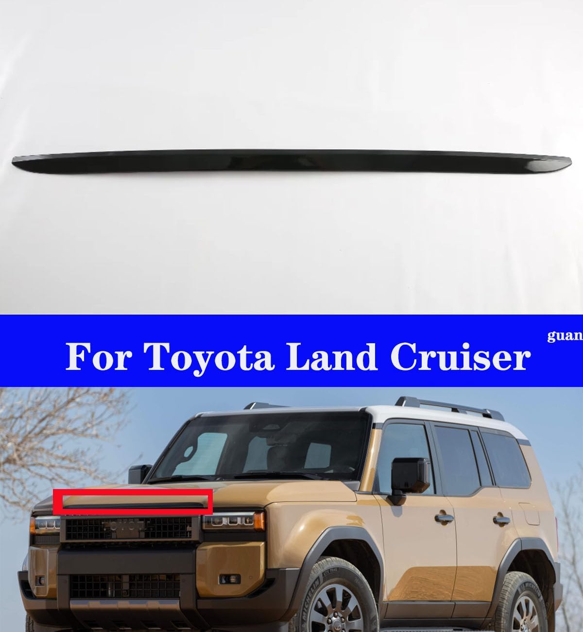 Car Front Hood Decorative Strip Black for Land Cruiser 2024-2025