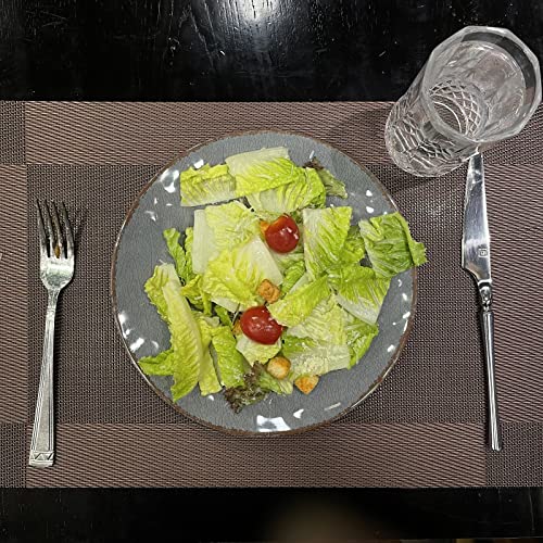 LEHAHA Rustic Farmhouse 12 Piece Melamine Camping Dinnerware Set, Plates and Bowls Sets, Indoor and Outdoor Use, Lightweight and Unbreakable Kitchen dishes Set for 4(Grey) by LEHAHA - Image 7