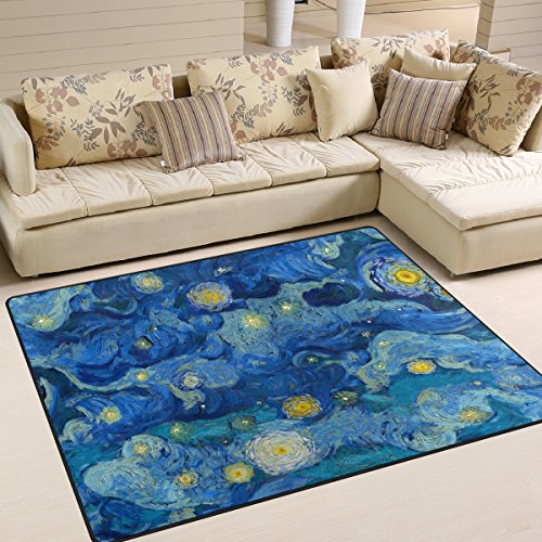 ALAZA Painting Starry Night Area Rug Rugs for Living Room Bedroom 7 x5 