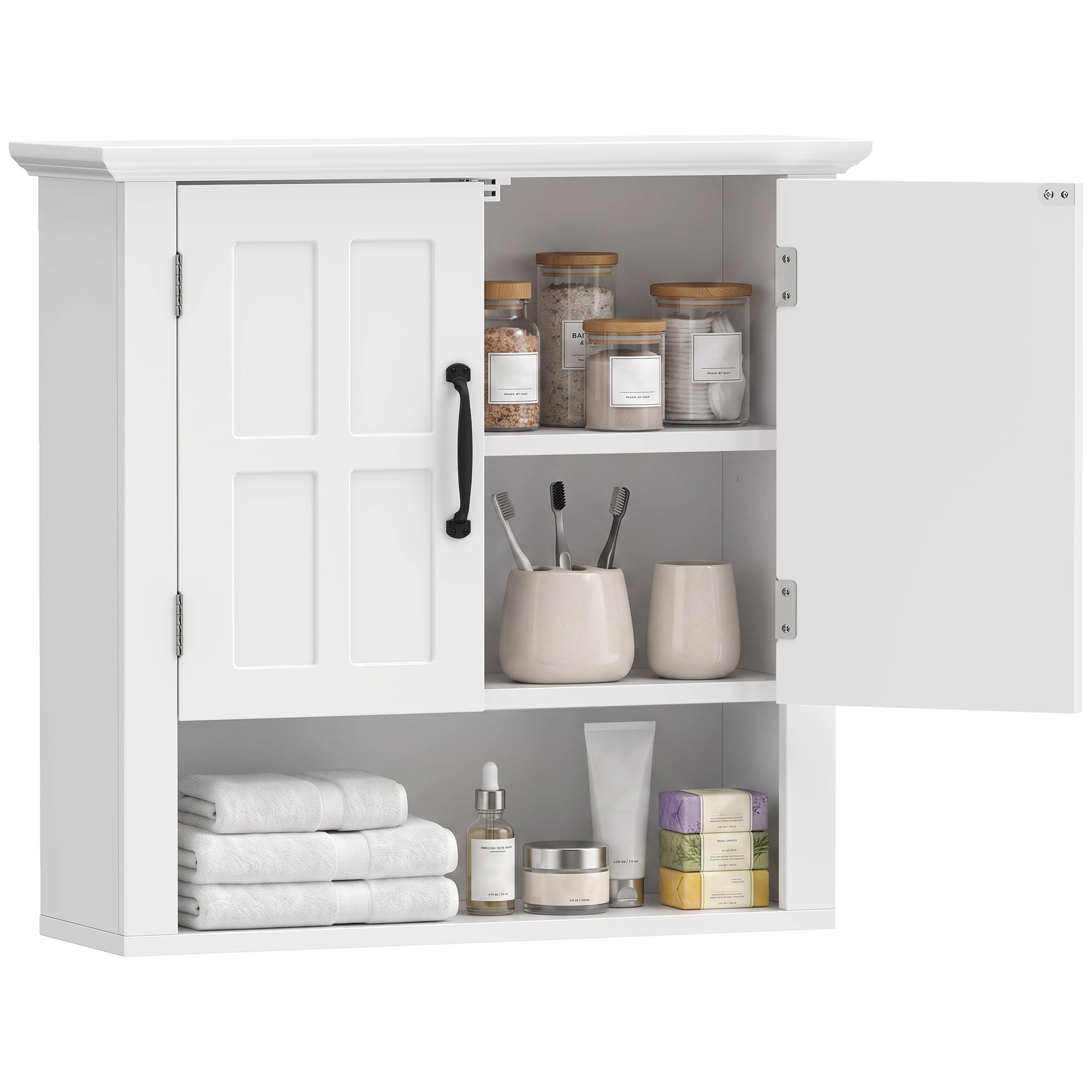 HOMCOM Bathroom Cabinet 3-Tier Adjustable Shelf Over the Toilet White