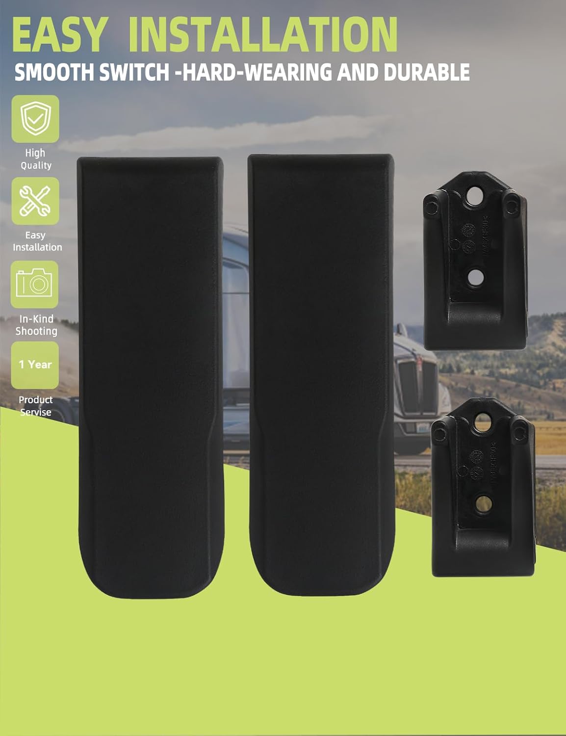 Hood Latch with Catch Bracket 2PCS Compatible with Kenworth T680 2013-2024 Accessories Parts Replaces HLK2201 L56-6027 HLK2202 L56-1035