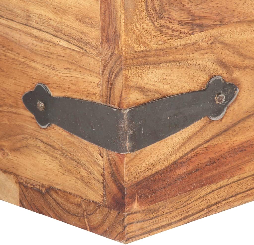 Minimalist Wood Grain Storage Trunk with Secure Locking System and Solid Acacia Wood Construction for Spacious Home Organization