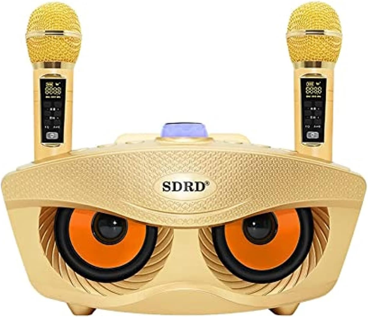Crony Sd306 Plus 30W Karaoke Player Dual Bluetooth 4.2 Speaker Family Ktv Stereo Mic Big Sound Speaker With 2 Wireless Microphones | Gold