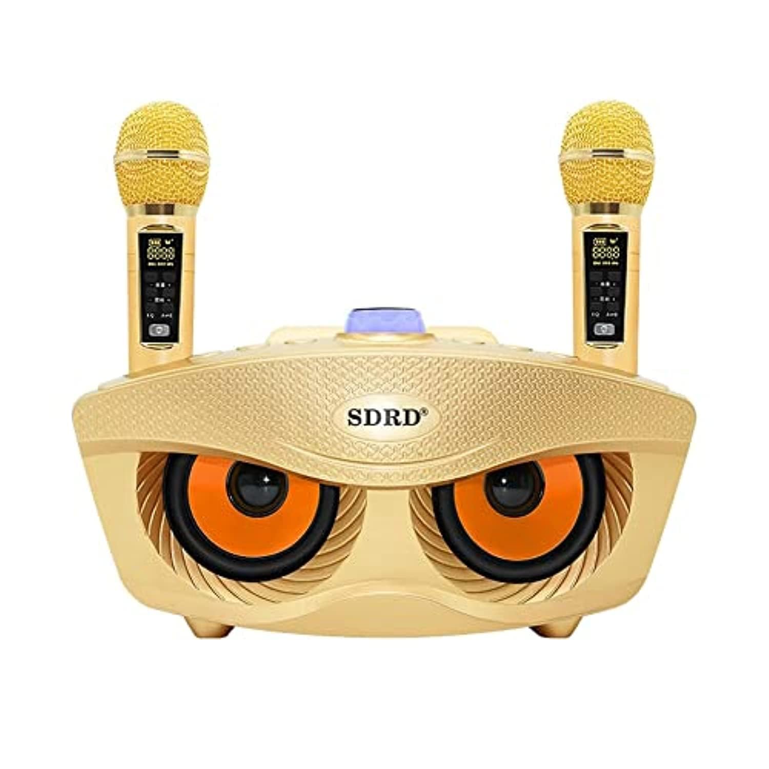 CRONYSd306 Plus 30W Karaoke Player Dual Bluetooth 4.2 Speaker Family Ktv Stereo Mic Big Sound Speaker With 2 Wireless Microphones | Gold