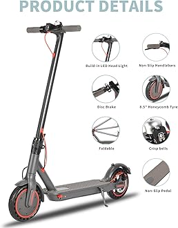 BBSHD Electric Scooter Adult, E Scooter 30km Long Range, Max Speed 25km/h, APP Control, 3 speed mode, App Control Foldable and Portable