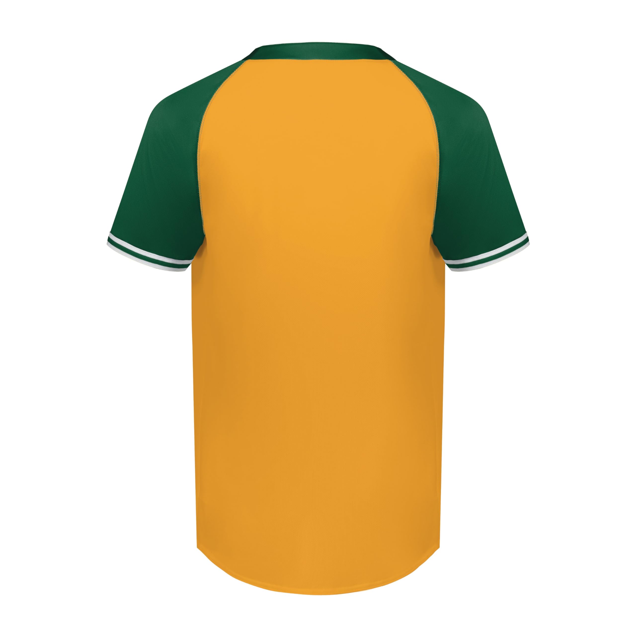 Augusta Sportswear Boys Cutter+ Henley Jersey, Gold/Dark Green, Medium