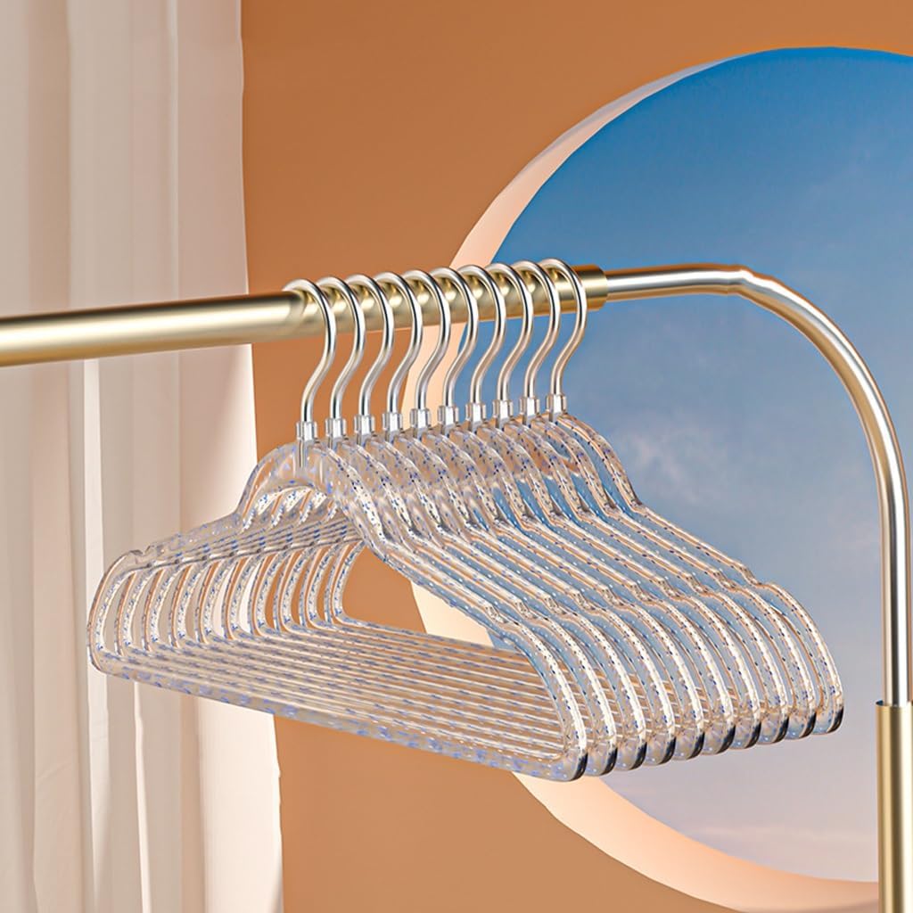 10Pcs Acrylic Clothes Hangers Coat for Clothing Stores Anti-Slip Drying Rack Wardrobe Space Saver Storage(C)