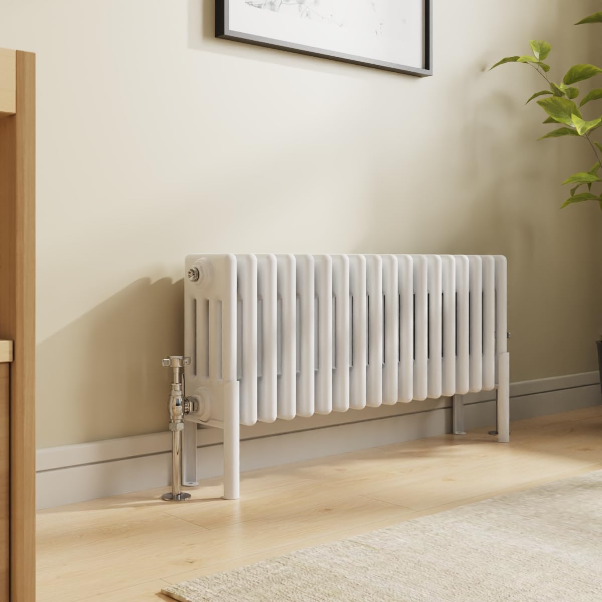 NRG Traditional 4 Column Horizontal Radiator 300x830mm Gloss White Central Heating Radiators