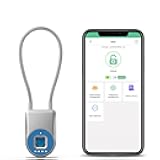 Dhiedas Fingerprint Gate Lock, 3.6'' Long Cable Fingerprint Lock, Smart Keyless Biometric Waterproof Outdoor Bluetooth Cord Gate Lock for Outdoor Fence Gym Locker Helmet Case