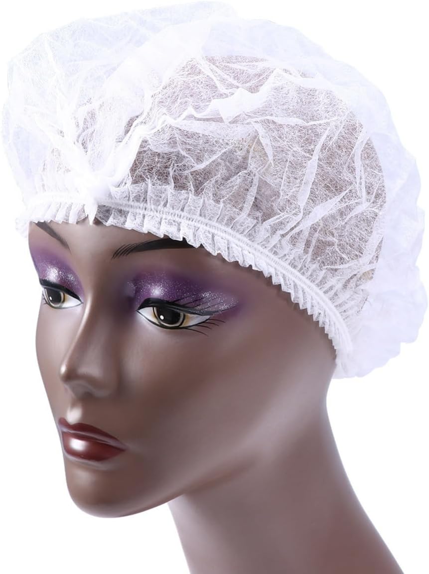 100pcs Disposable Non Woven Hair Net Caps White for Hospital Lab Use