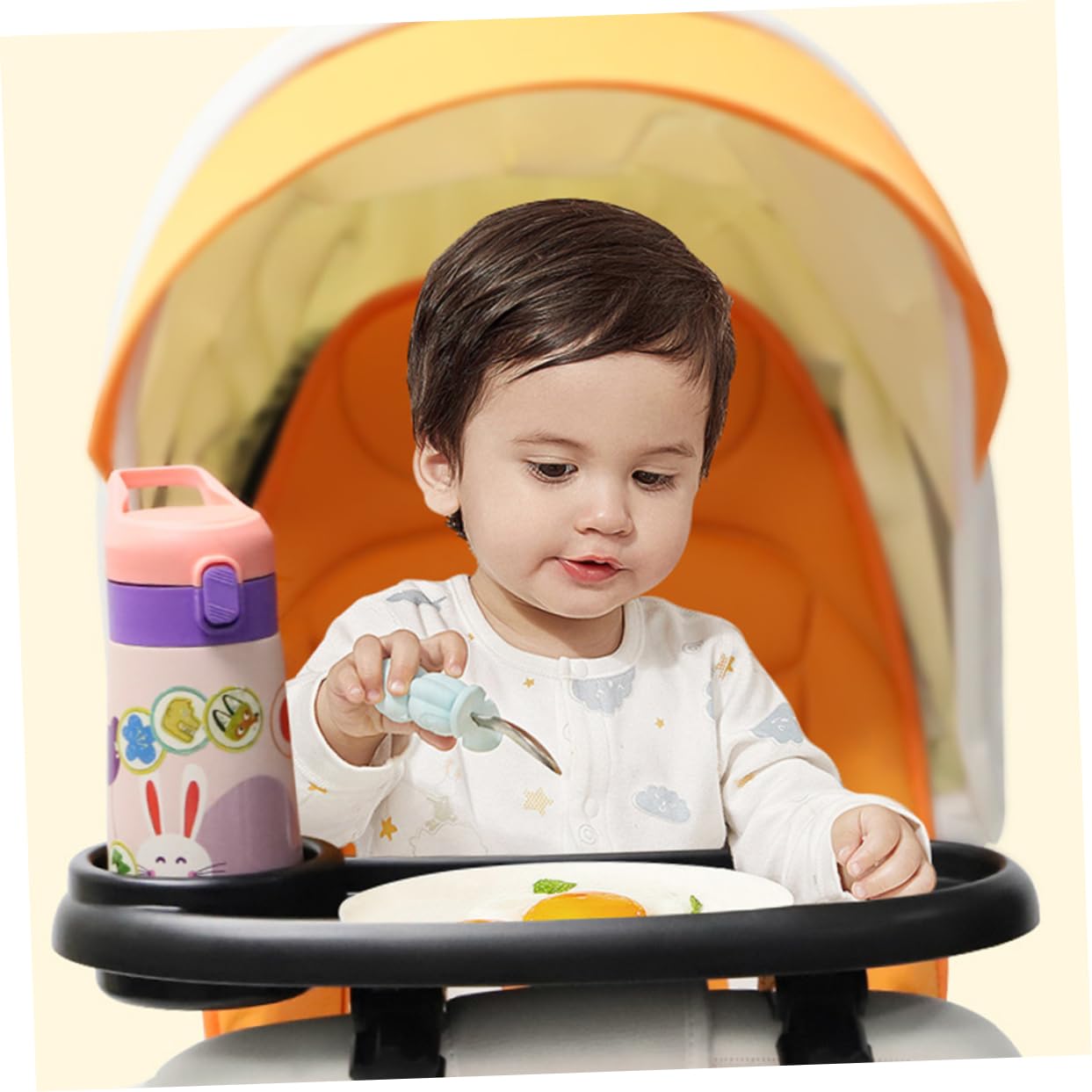 Toyvian Dinner Plate Armrest Integral Travel Cup Holder Removable Snack Tray for Stroller