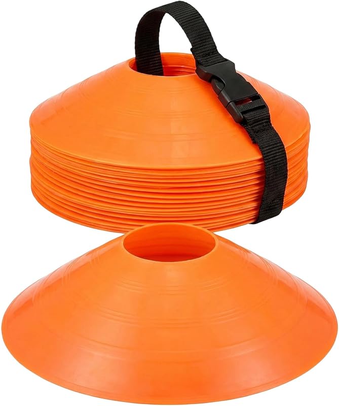20Pcs Orange Soccer Disc Cones with Carry Strap Multi-Sport Training Cones Agility Soccer Football Markers for Sports Drills Practice Outdoor